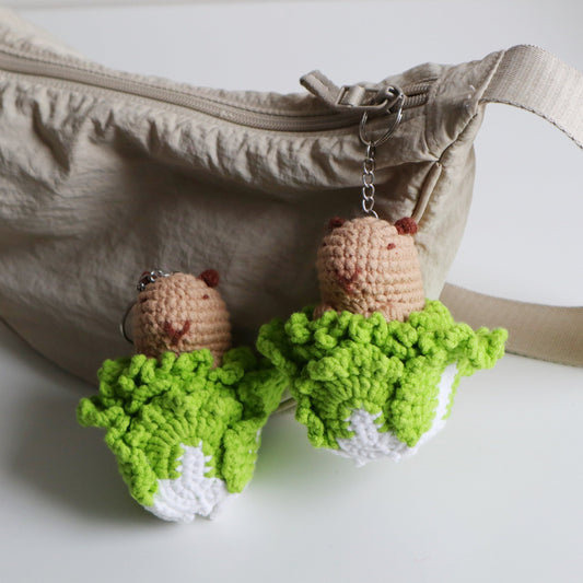 CAPYBARA x LETTUCE CROCHET KEYCHAINS