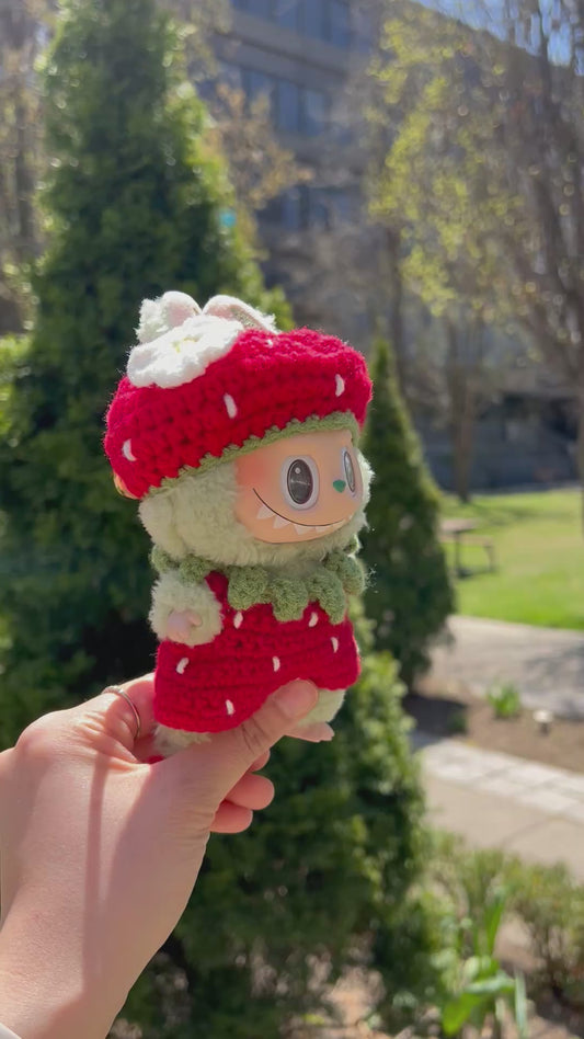 Strawberry labubu clothes